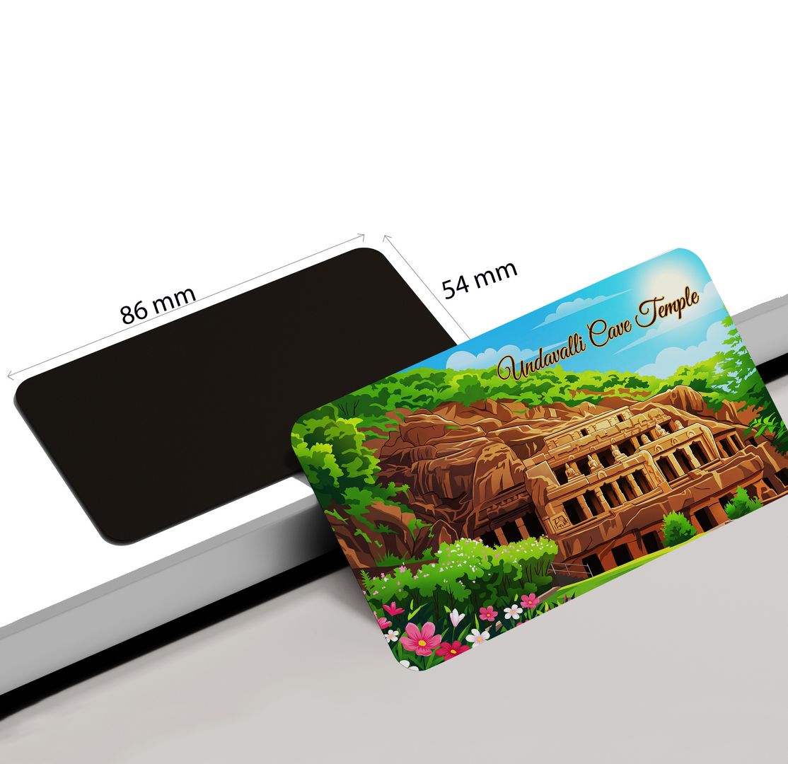 dhcrafts Rectangular Fridge Magnet Multicolor Andhra Pradesh Undavalli Cave Temple Design Pack of 1 (8.6cm x 5.4cm)